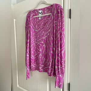 Leopard Print V Neck Blouse.  Size Large
